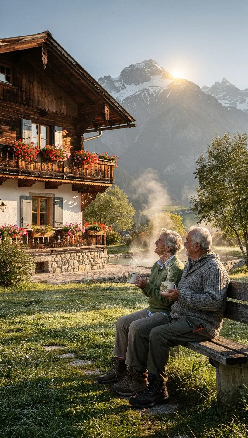 Ein modernes Wellnesshaus mit Blick auf die Thermalquellen.